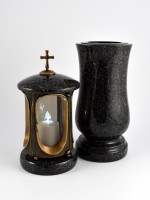 Grablaterne & Grabvase aus echtem Granit grau Grablaterne & Grabvase aus echtem Granit grau