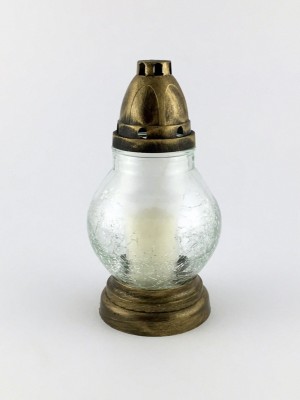 Glas-Grabkerze "Bruchglas" 23 cm