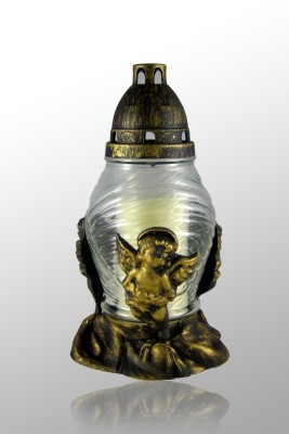 Glas-Grabkerze Engel 23 cm