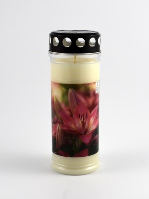 Grabkerze mit Motiv Blume 7 Tage Brenndauer 21 cm Design 2