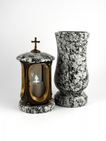 Grablaterne & Grabvase aus echtem Granit hell&dunkel Grablaterne & Grabvase aus echtem Granit hell&dunkel