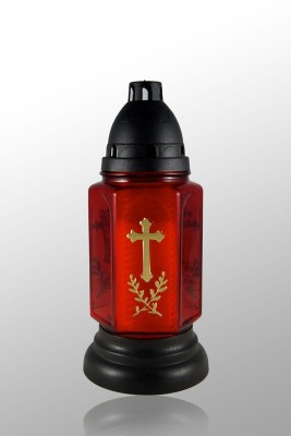 Glas-Grabkerze "6-eckig" 24 cm