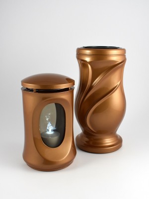 Grablaterne & Vase Set goldfarbig