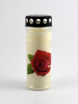 Grabkerze mit Motiv Rose 7 Tage Brenndauer 21 cm Design 7